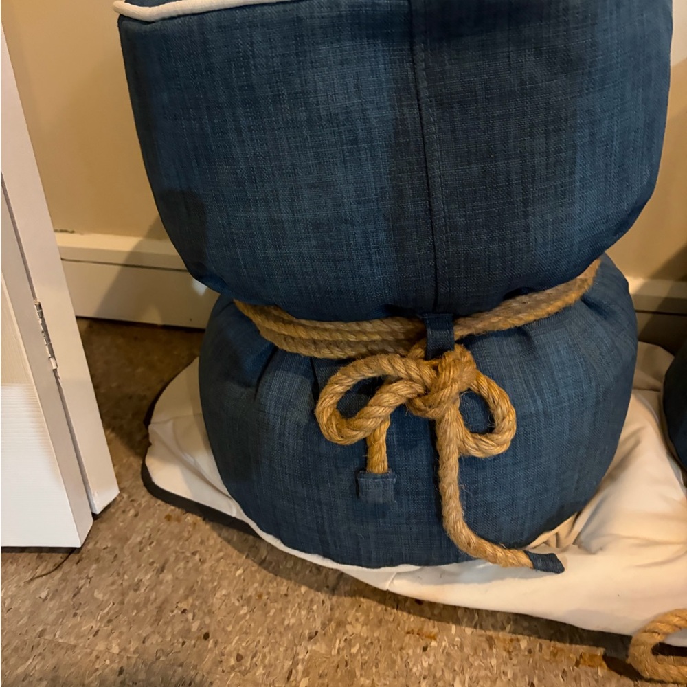 Blue Fabric Bag with Rope Tie